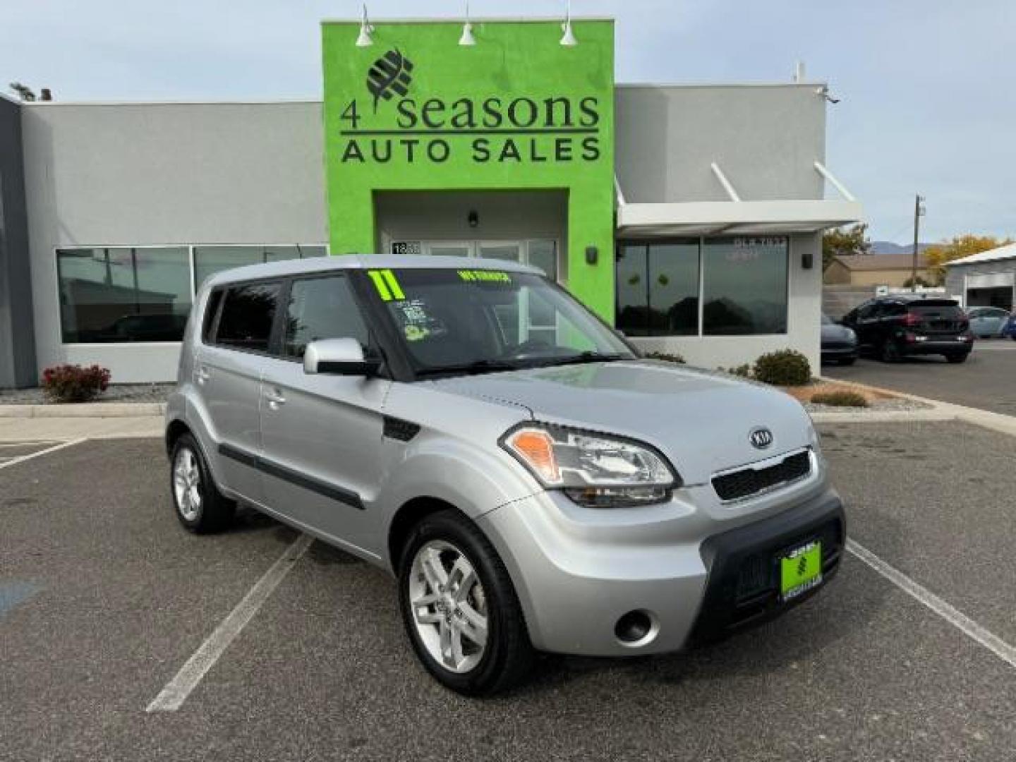 2011 Bright Silver Metall /Black Cloth Interior Kia Soul + (KNDJT2A22B7) with an 2.0L L4 DOHC 16V engine, 5-Speed Manual transmission, located at 940 North Main Street, Cedar City, UT, 84720, (435) 628-0023, 37.692936, -113.061897 - Photo#0