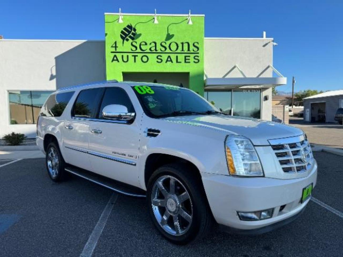 2008 White Diamond /Cocoa/Very Light Cashmere Leather Interior Cadillac Escalade ESV (1GYFK66838R) with an 6.2L V8 OHV 16V engine, 6-Speed Automatic transmission, located at 1865 East Red Hills Pkwy, St. George, 84770, (435) 628-0023, 37.120850, -113.543640 - Photo#0