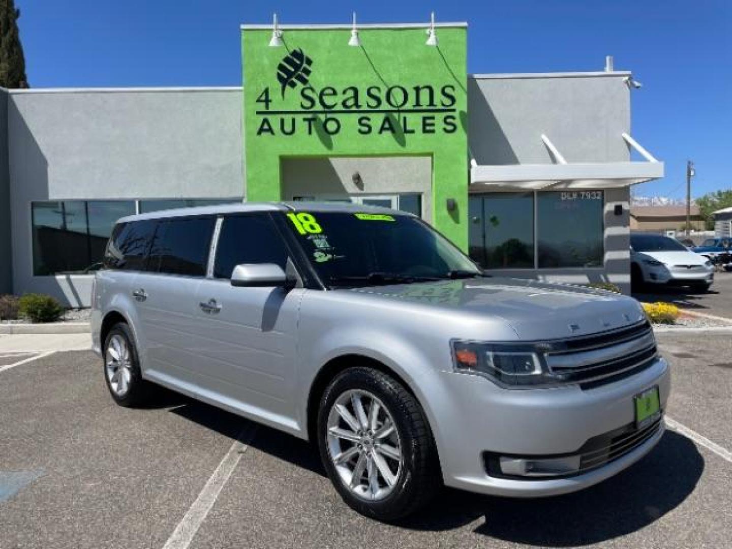 2018 Ingot Silver Metallic /Charcoal Black, leather Ford Flex Limited FWD (2FMGK5D84JB) with an 3.5L V6 DOHC 24V engine, 6-Speed Automatic Overdrive transmission, located at 1865 East Red Hills Pkwy, St. George, 84770, (435) 628-0023, 37.120850, -113.543640 - Photo#0