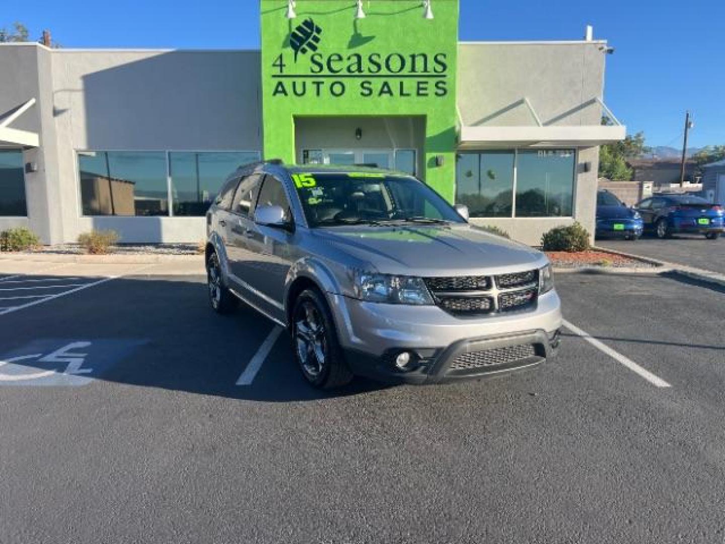 2015 Billet Silver Metall /Black Dodge Journey Crossroad FWD (3C4PDCGG3FT) with an 3.6L V6 DOHC 24V engine, 6-Speed Automatic transmission, located at 940 North Main Street, Cedar City, UT, 84720, (435) 628-0023, 37.692936, -113.061897 - Photo#0