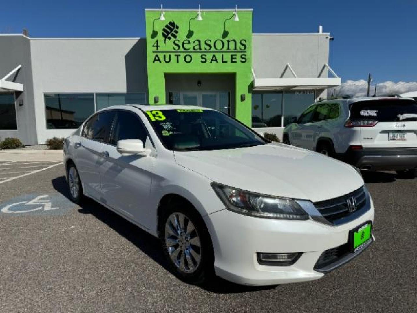 2013 White Orchid Pearl /Ivory Leather Interi Honda Accord EX-L Sedan CVT (1HGCR2F84DA) with an 2.4L L4 DOHC 16V engine, Continuously Variabl transmission, located at 1865 East Red Hills Pkwy, St. George, 84770, (435) 628-0023, 37.120850, -113.543640 - Photo#0