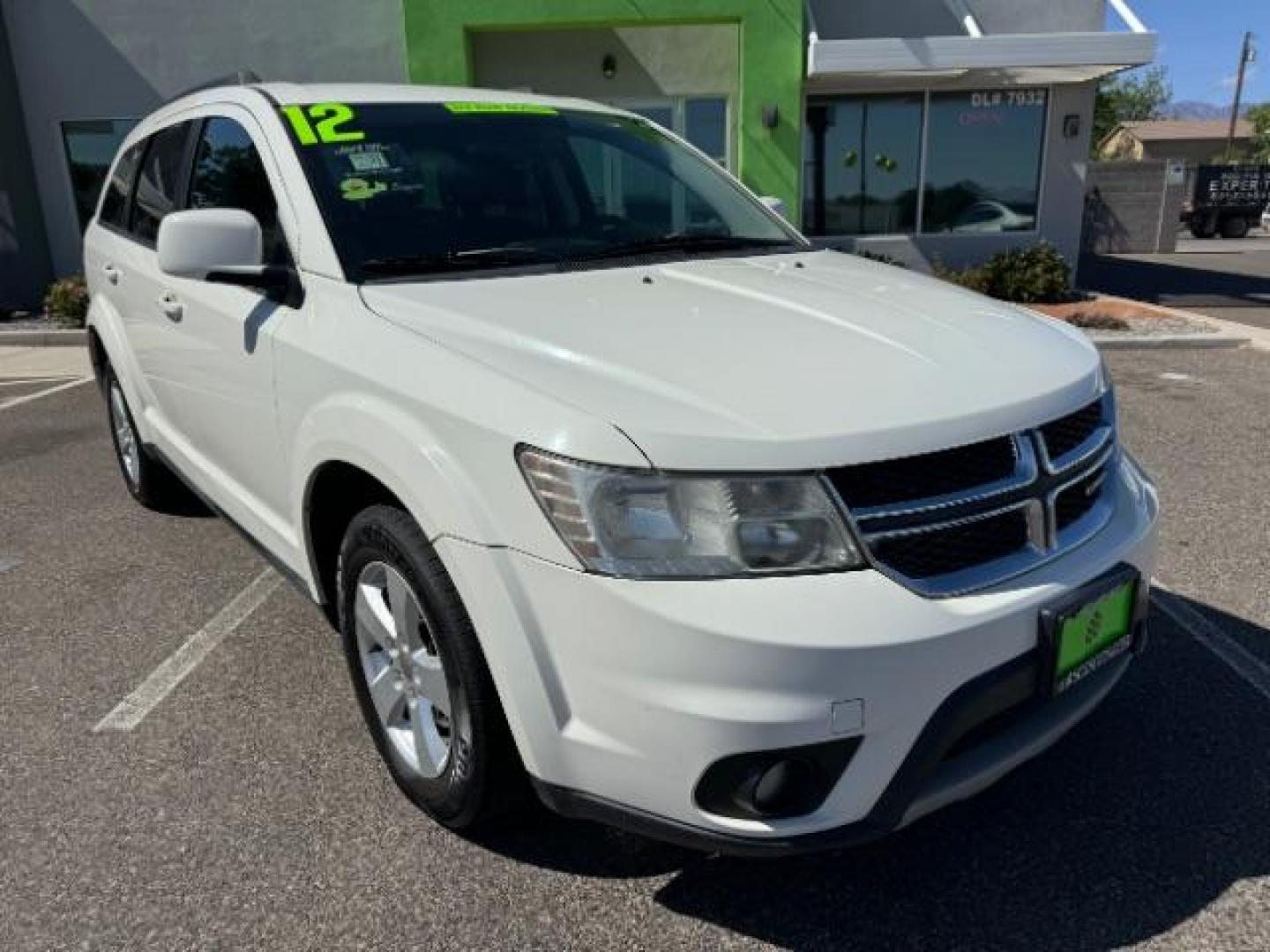 2012 White /Black Cloth Interior Dodge Journey SXT (3C4PDCBG9CT) with an 3.6L V6 DOHC 24V engine, 6-Speed Automatic transmission, located at 940 North Main Street, Cedar City, UT, 84720, (435) 628-0023, 37.692936, -113.061897 - Photo#1