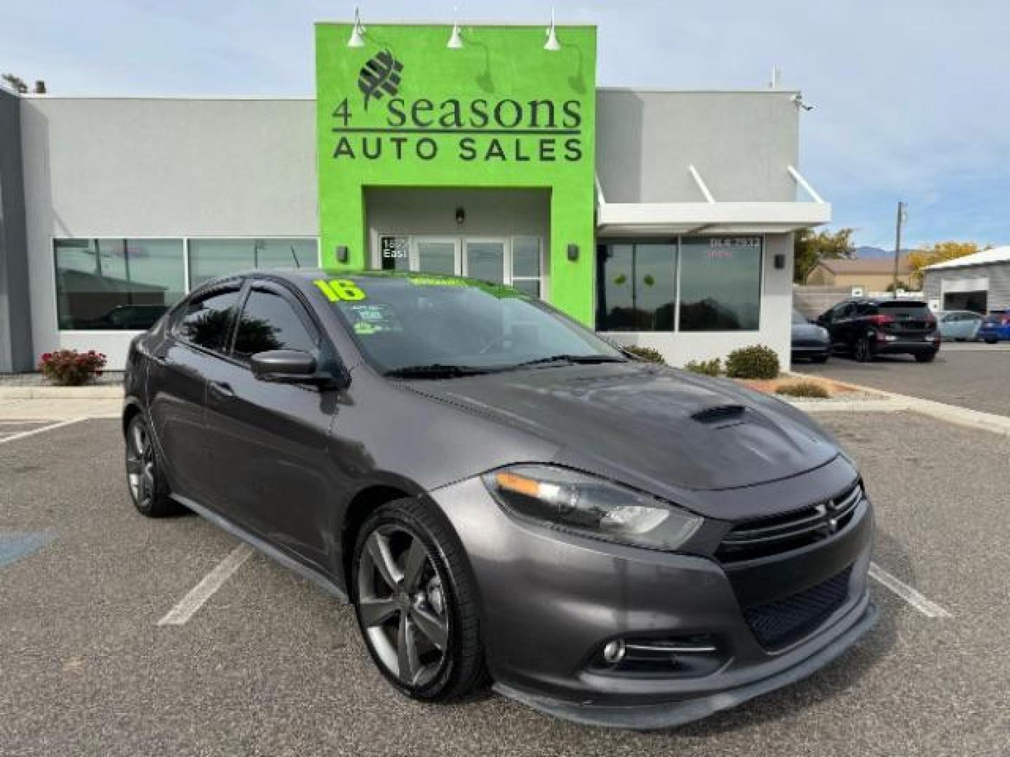 2016 Dark Grey /Black, leather Dodge Dart GT (1C3CDFEB6GD) with an 2.4L L4 DOHC 16V engine, 6-Speed Automatic transmission, located at 1865 East Red Hills Pkwy, St. George, 84770, (435) 628-0023, 37.120850, -113.543640 - Photo#0