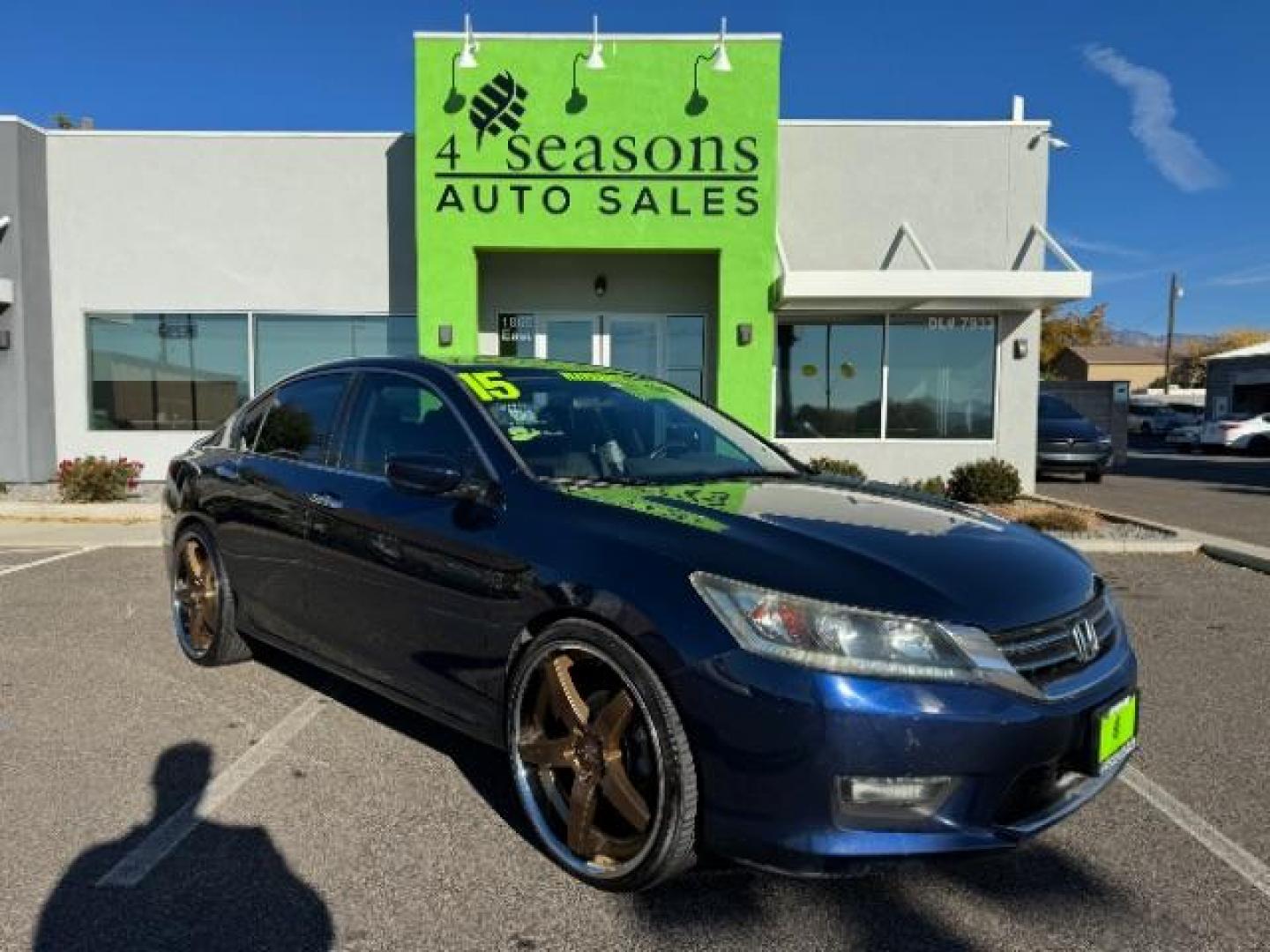 2015 Obsidian Blue Pearl /Black, cloth Honda Accord Sport Sedan CVT (1HGCR2F51FA) with an 2.4L L4 DOHC 16V engine, Continuously Variable Transmission transmission, located at 1865 East Red Hills Pkwy, St. George, 84770, (435) 628-0023, 37.120850, -113.543640 - Photo#0