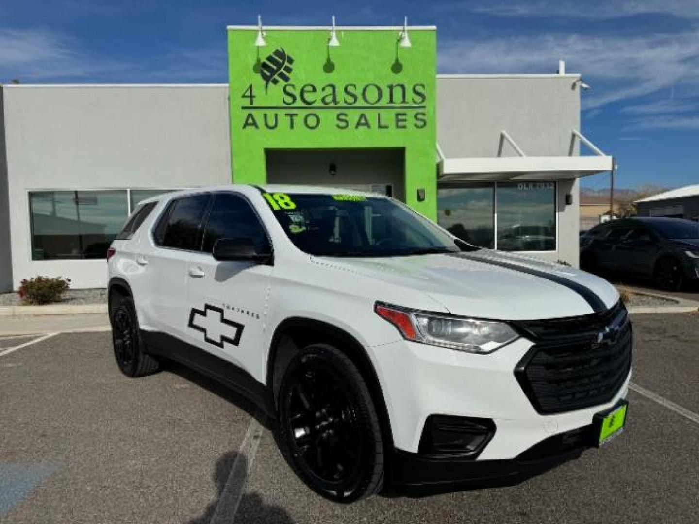 2018 Summit White /Jet Black, premium cloth Chevrolet Traverse LS FWD (1GNERFKW1JJ) with an 3.6L V6 DOHC 24V engine, 9-Speed Automatic transmission, located at 1865 East Red Hills Pkwy, St. George, 84770, (435) 628-0023, 37.120850, -113.543640 - Photo#0