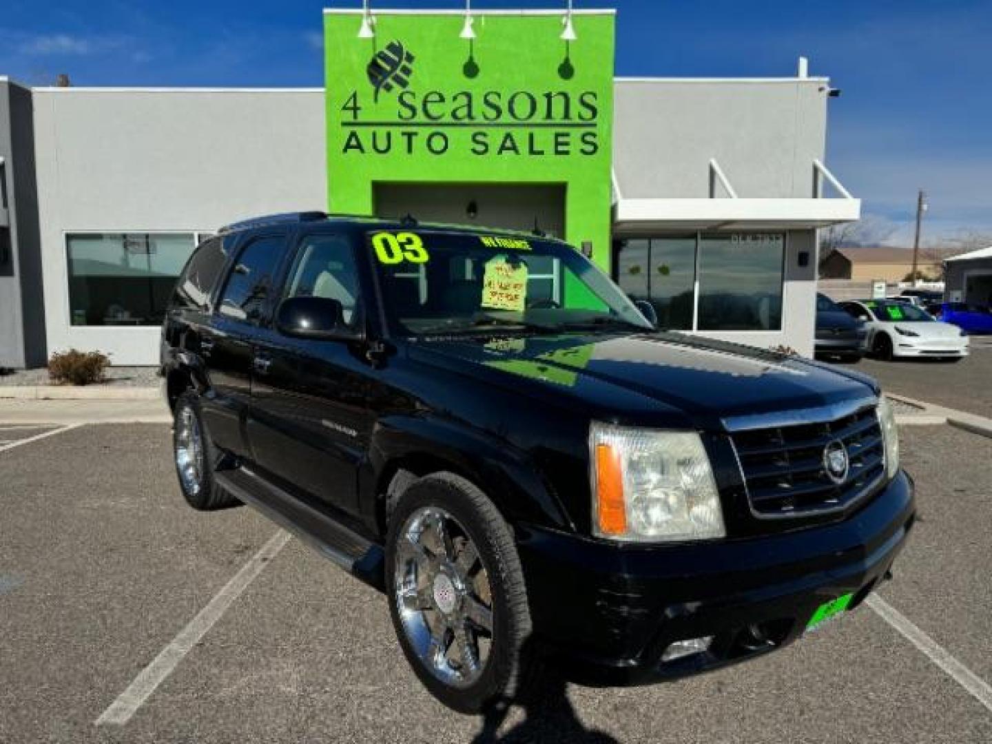 2003 Sable Black /Shale Leather Cadillac Escalade 2WD (1GYEC63T93R) with an 5.3L V8 OHV 16V engine, 4-Speed Automatic transmission, located at 1865 East Red Hills Pkwy, St. George, 84770, (435) 628-0023, 37.120850, -113.543640 - Photo#0