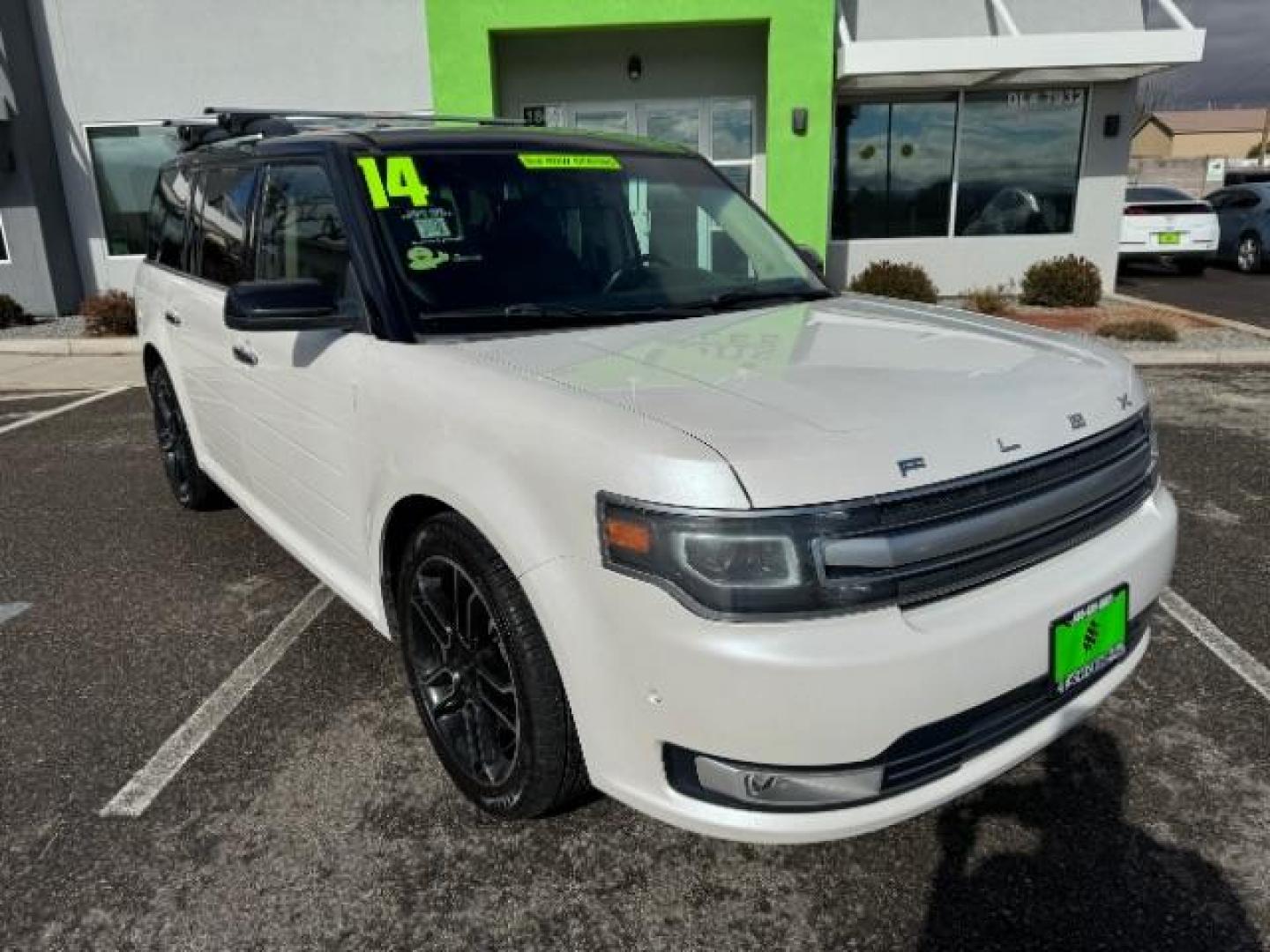 2014 White Platinum Met TC /Charcoal Black Ford Flex Limited AWD w/EcoBoost (2FMHK6DTXEB) with an 3.5L V6 DOHC 24V engine, 6-Speed Automatic Overdrive transmission, located at 1865 East Red Hills Pkwy, St. George, 84770, (435) 628-0023, 37.120850, -113.543640 - We specialize in helping ALL people get the best financing available. No matter your credit score, good, bad or none we can get you an amazing rate. Had a bankruptcy, divorce, or repossessions? We give you the green light to get your credit back on the road. Low down and affordable payments that fit - Photo#1