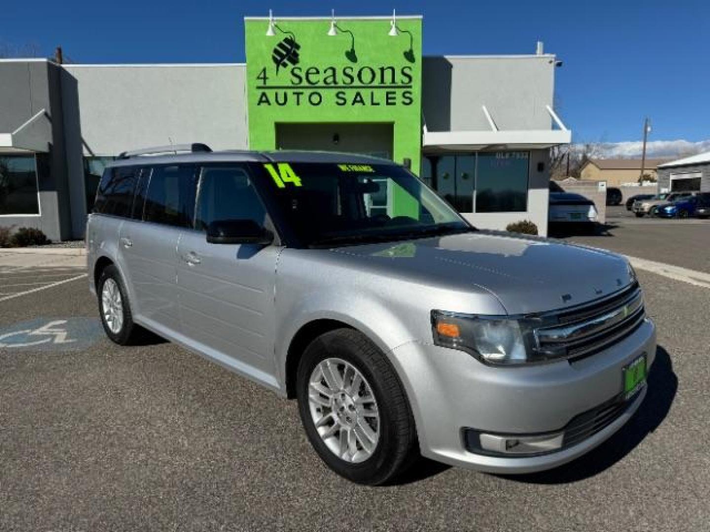 2014 Ingot Silver Metallic /Charcoal Black Ford Flex SEL FWD (2FMGK5C85EB) with an 3.5L V6 DOHC 24V engine, 6-Speed Automatic Overdrive transmission, located at 940 North Main Street, Cedar City, UT, 84720, (435) 628-0023, 37.692936, -113.061897 - Photo#0