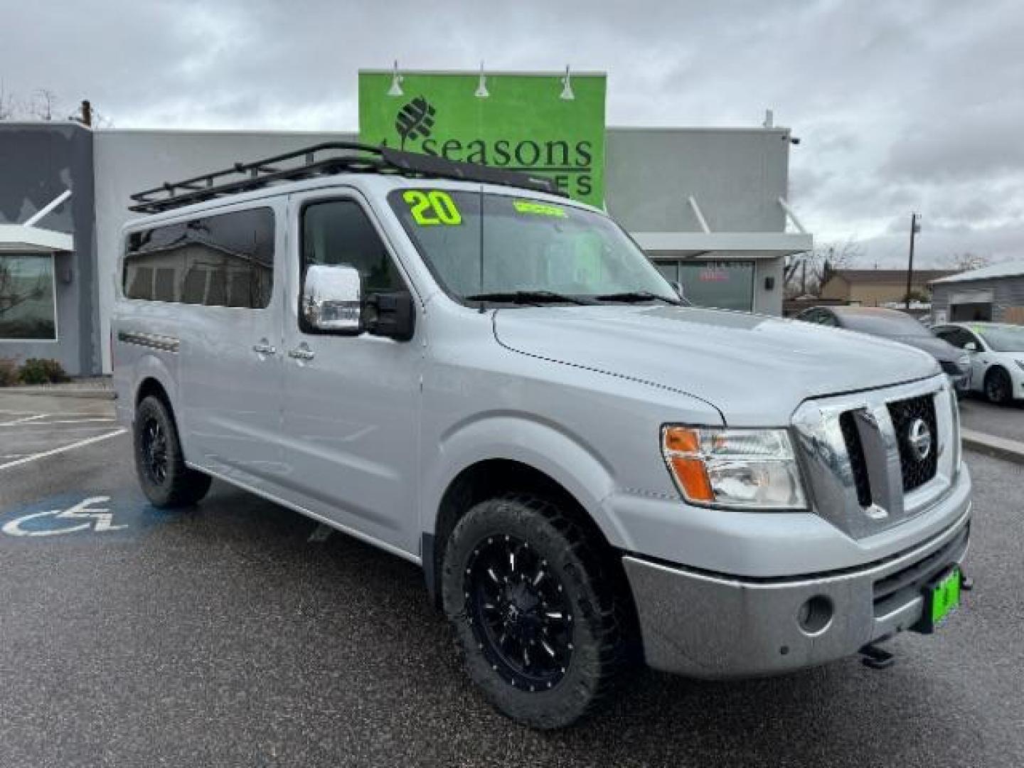 2020 Brilliant Silver Metallic /Beige, leather Nissan NV Passenger 3500 SL V8 (5BZAF0AA7LN) with an 5.6L V8 engine, 5-Speed Automatic transmission, located at 1865 East Red Hills Pkwy, St. George, 84770, (435) 628-0023, 37.120850, -113.543640 - Photo#0