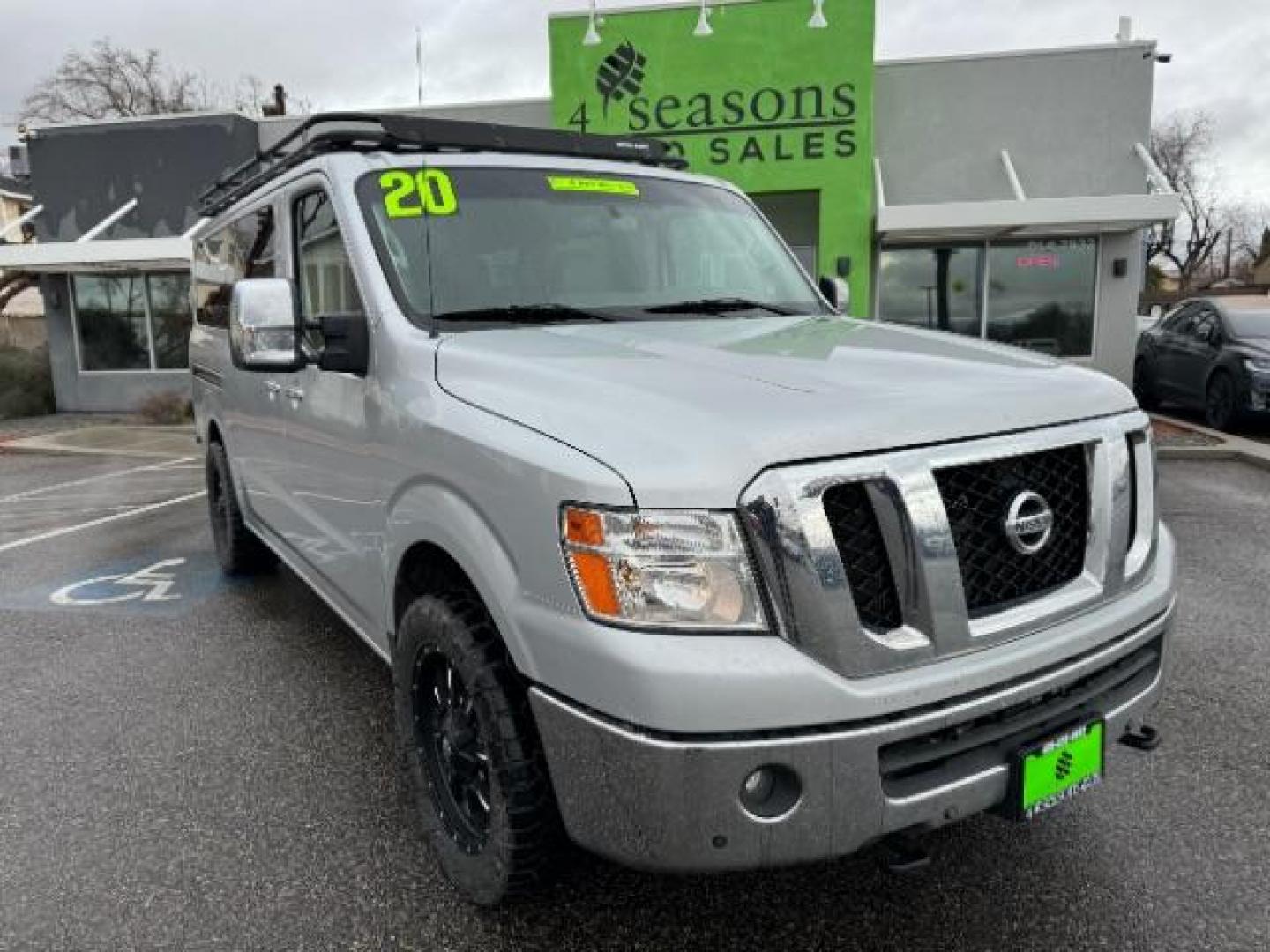 2020 Brilliant Silver Metallic /Beige, leather Nissan NV Passenger 3500 SL V8 (5BZAF0AA7LN) with an 5.6L V8 engine, 5-Speed Automatic transmission, located at 1865 East Red Hills Pkwy, St. George, 84770, (435) 628-0023, 37.120850, -113.543640 - Photo#1