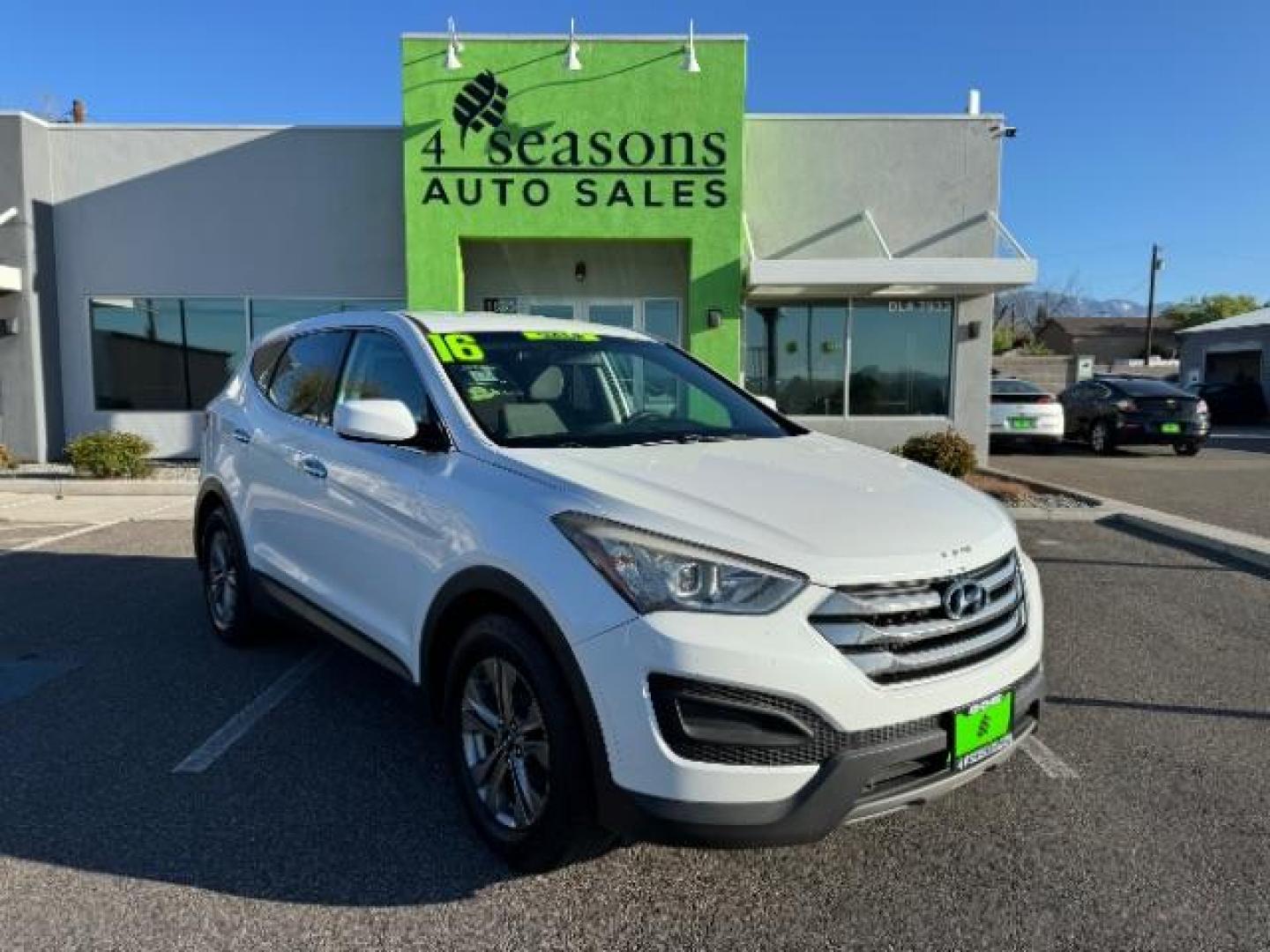 2016 Frost White Pearl /Gray, cloth Hyundai Santa Fe Sport 2.4 AWD (5XYZTDLB2GG) with an 2.4L L4 DOHC 16V engine, 6-Speed Automatic transmission, located at 940 North Main Street, Cedar City, UT, 84720, (435) 628-0023, 37.692936, -113.061897 - Photo#0