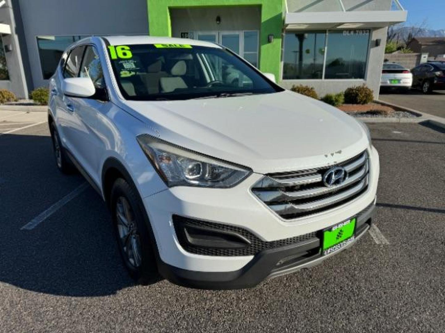 2016 Frost White Pearl /Gray, cloth Hyundai Santa Fe Sport 2.4 AWD (5XYZTDLB2GG) with an 2.4L L4 DOHC 16V engine, 6-Speed Automatic transmission, located at 940 North Main Street, Cedar City, UT, 84720, (435) 628-0023, 37.692936, -113.061897 - Photo#1