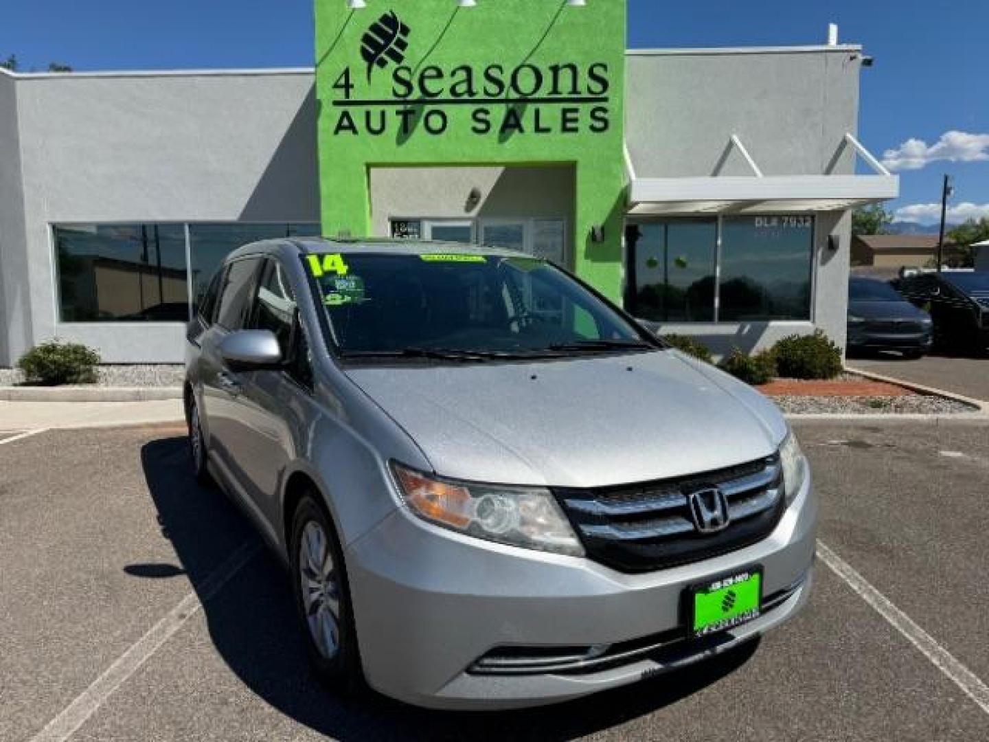 2014 Alabaster Silver Metallic /Beige Honda Odyssey EX-L (5FNRL5H62EB) with an 3.5L V6 SOHC 24V engine, 6-Speed Automatic transmission, located at 940 North Main Street, Cedar City, UT, 84720, (435) 628-0023, 37.692936, -113.061897 - We specialize in helping ALL people get the best financing available. No matter your credit score, good, bad or none we can get you an amazing rate. Had a bankruptcy, divorce, or repossessions? We give you the green light to get your credit back on the road. Low down and affordable payments that fit - Photo#0