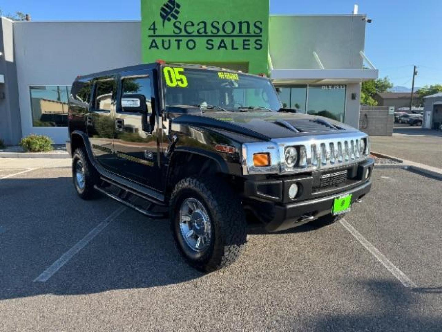 2005 Black /Ebony Leather Interior Hummer H2 SUV (5GRGN23U25H) with an 6.0L V8 OHV 16V engine, 4-Speed Automatic transmission, located at 1865 East Red Hills Pkwy, St. George, 84770, (435) 628-0023, 37.120850, -113.543640 - Photo#0