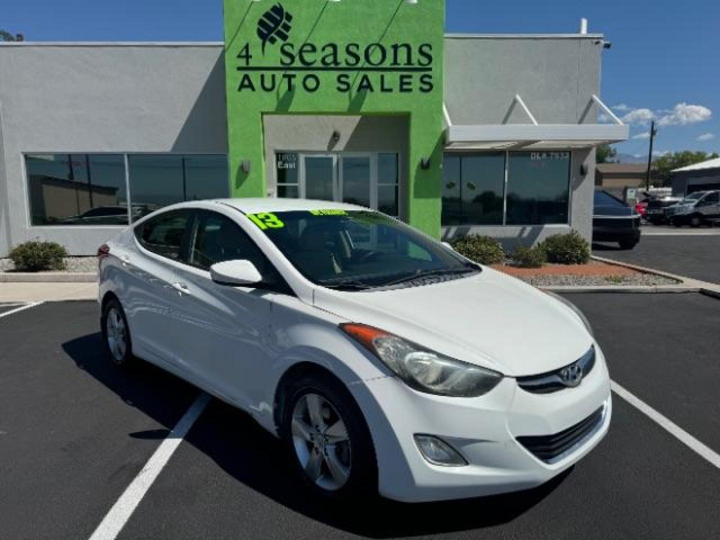 2013 White /Beige Leather Interior Hyundai Elantra Limited (5NPDH4AE3DH) with an 1.8L L4 DOHC 16V engine, 6-Speed Automatic transmission, located at 940 North Main Street, Cedar City, UT, 84720, (435) 628-0023, 37.692936, -113.061897 - Photo#0