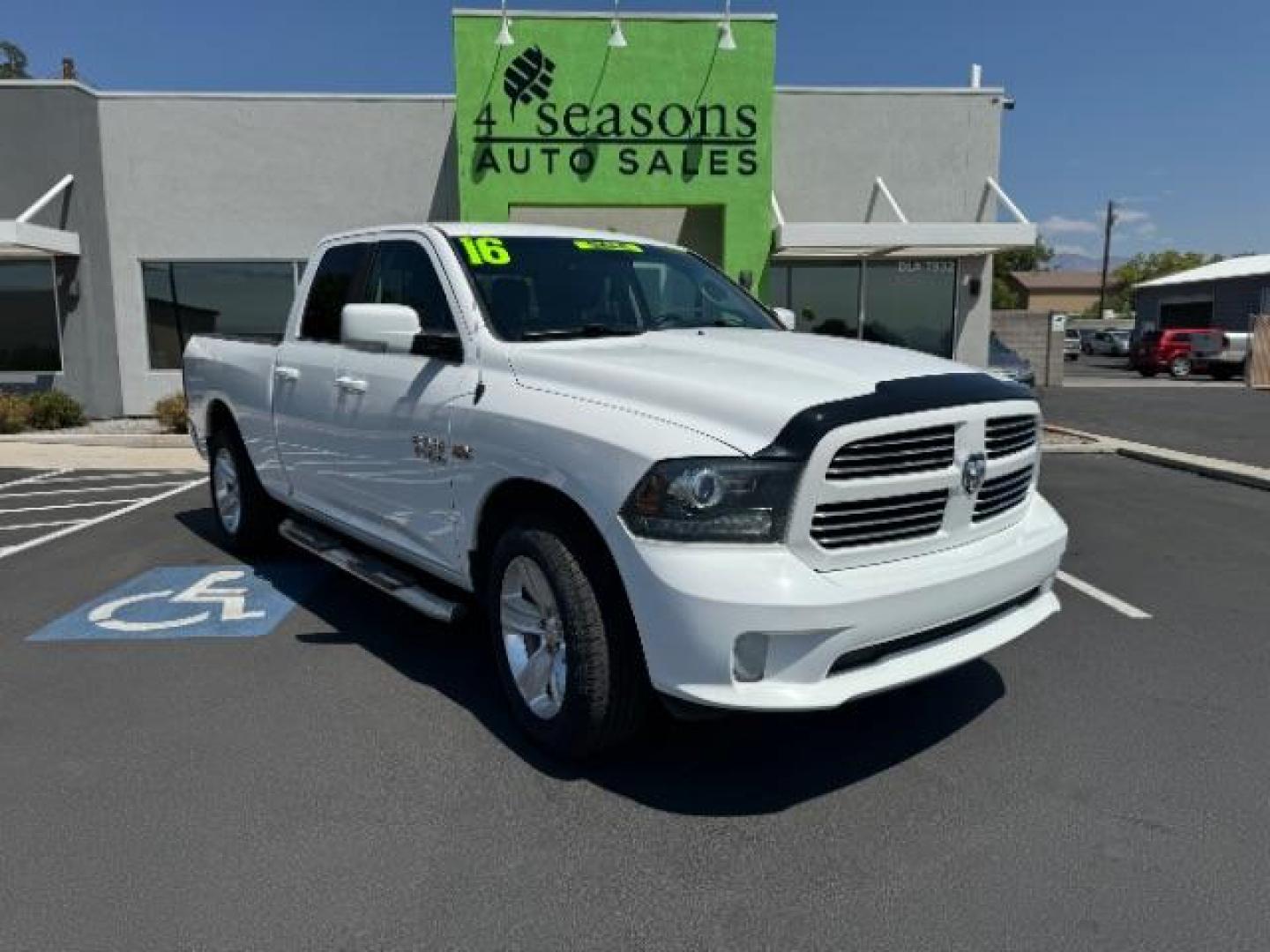 2016 Bright White Clear Coat /Black, leather RAM 1500 Sport Quad Cab 4WD (1C6RR7HT2GS) with an 5.7L V8 OHV 16V engine, 8-Speed Automatic transmission, located at 1865 East Red Hills Pkwy, St. George, 84770, (435) 628-0023, 37.120850, -113.543640 - We specialize in helping ALL people get the best financing available. No matter your credit score, good, bad or none we can get you an amazing rate. Had a bankruptcy, divorce, or repossessions? We give you the green light to get your credit back on the road. Low down and affordable payments that fit - Photo#0