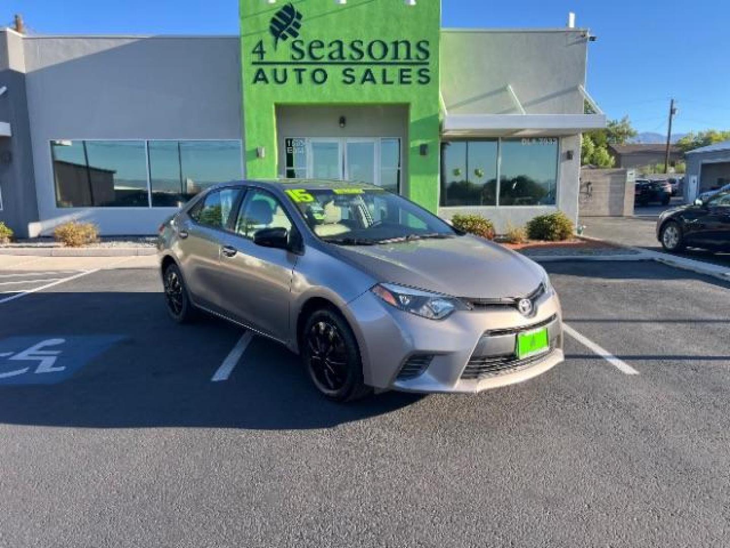 2015 Black Sand Pearl /Steel Grey Fabric, cloth Toyota Corolla L 4-Speed AT (2T1BURHE2FC) with an 1.8L L4 DOHC 16V engine, 4-Speed Automatic transmission, located at 1865 East Red Hills Pkwy, St. George, 84770, (435) 628-0023, 37.120850, -113.543640 - Photo#0