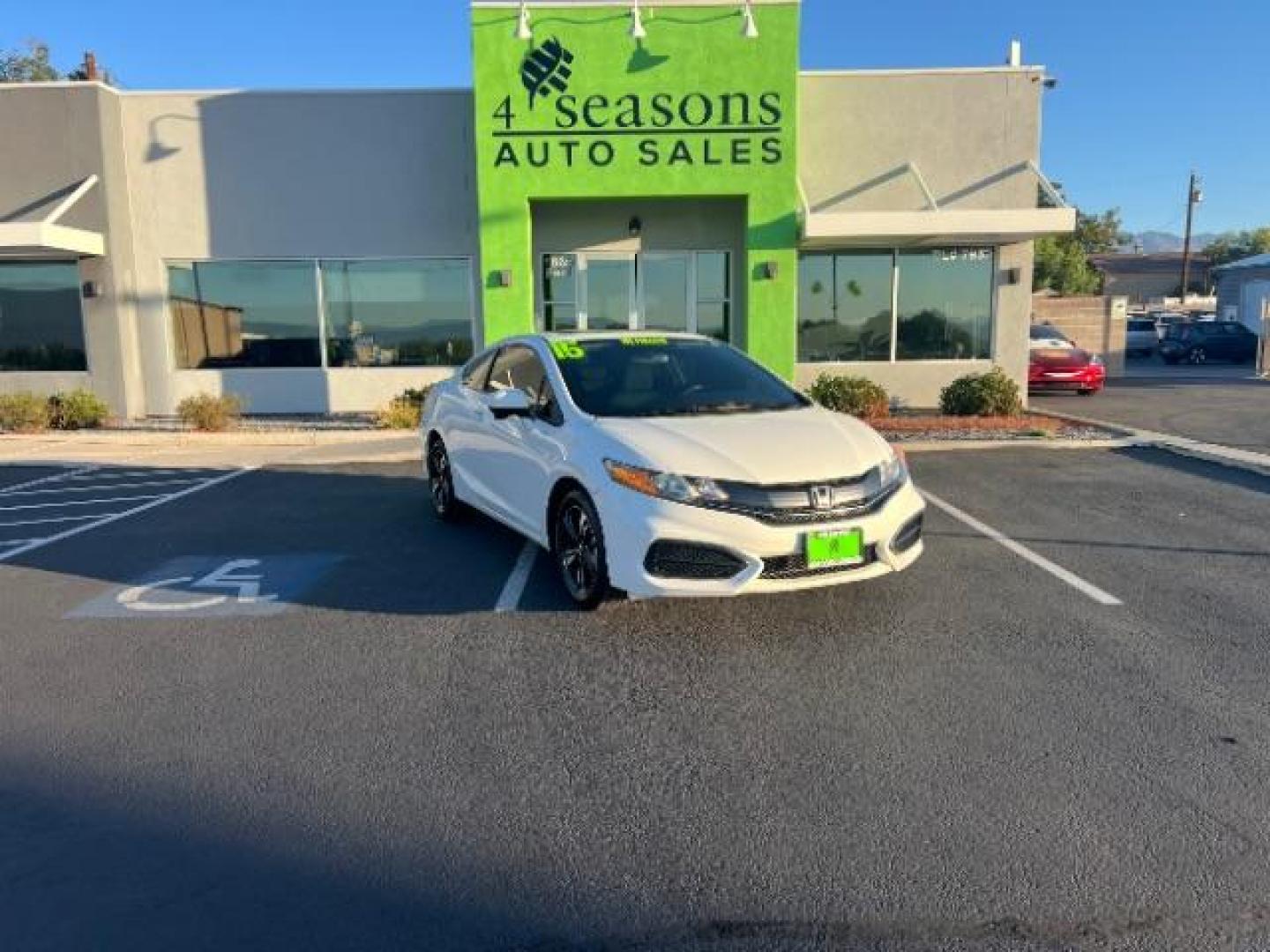 2015 Taffeta White /Black, cloth Honda Civic EX Coupe CVT (2HGFG3B85FH) with an 1.8L L4 SOHC 16V engine, Continuously Variable Transmission transmission, located at 1865 East Red Hills Pkwy, St. George, 84770, (435) 628-0023, 37.120850, -113.543640 - Photo#0