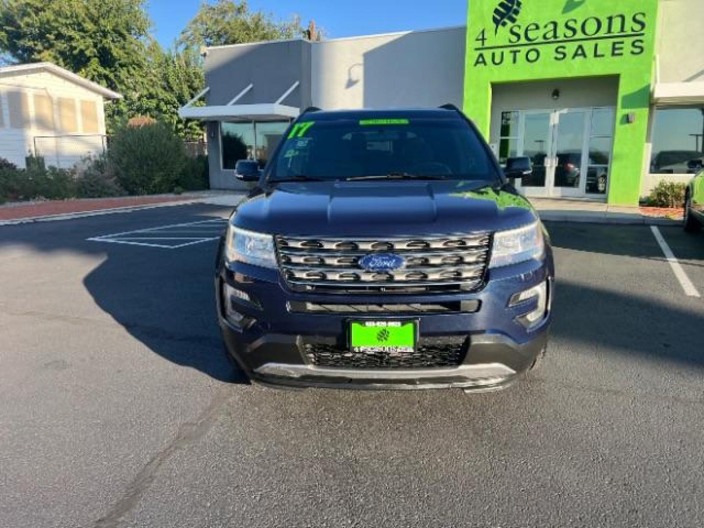 2017 Blue Jeans Metallic /Dark Earth w/Ebony Black, leather/sueded microfibe Ford Explorer XLT 4WD (1FM5K8D80HG) with an 3.5L V6 DOHC 24V engine, 6-Speed Automatic transmission, located at 940 North Main Street, Cedar City, UT, 84720, (435) 628-0023, 37.692936, -113.061897 - Photo#1