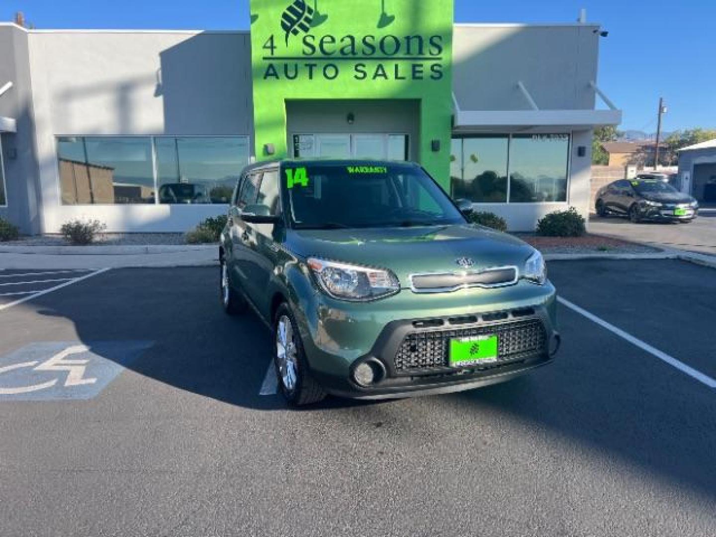 2014 Clover Green /Black Kia Soul + (KNDJP3A5XE7) with an 2.0L L4 DOHC 16V engine, 6-Speed Automatic transmission, located at 940 North Main Street, Cedar City, UT, 84720, (435) 628-0023, 37.692936, -113.061897 - We specialize in helping ALL people get the best financing available. No matter your credit score, good, bad or none we can get you an amazing rate. Had a bankruptcy, divorce, or repossessions? We give you the green light to get your credit back on the road. Low down and affordable payments that fit - Photo#0