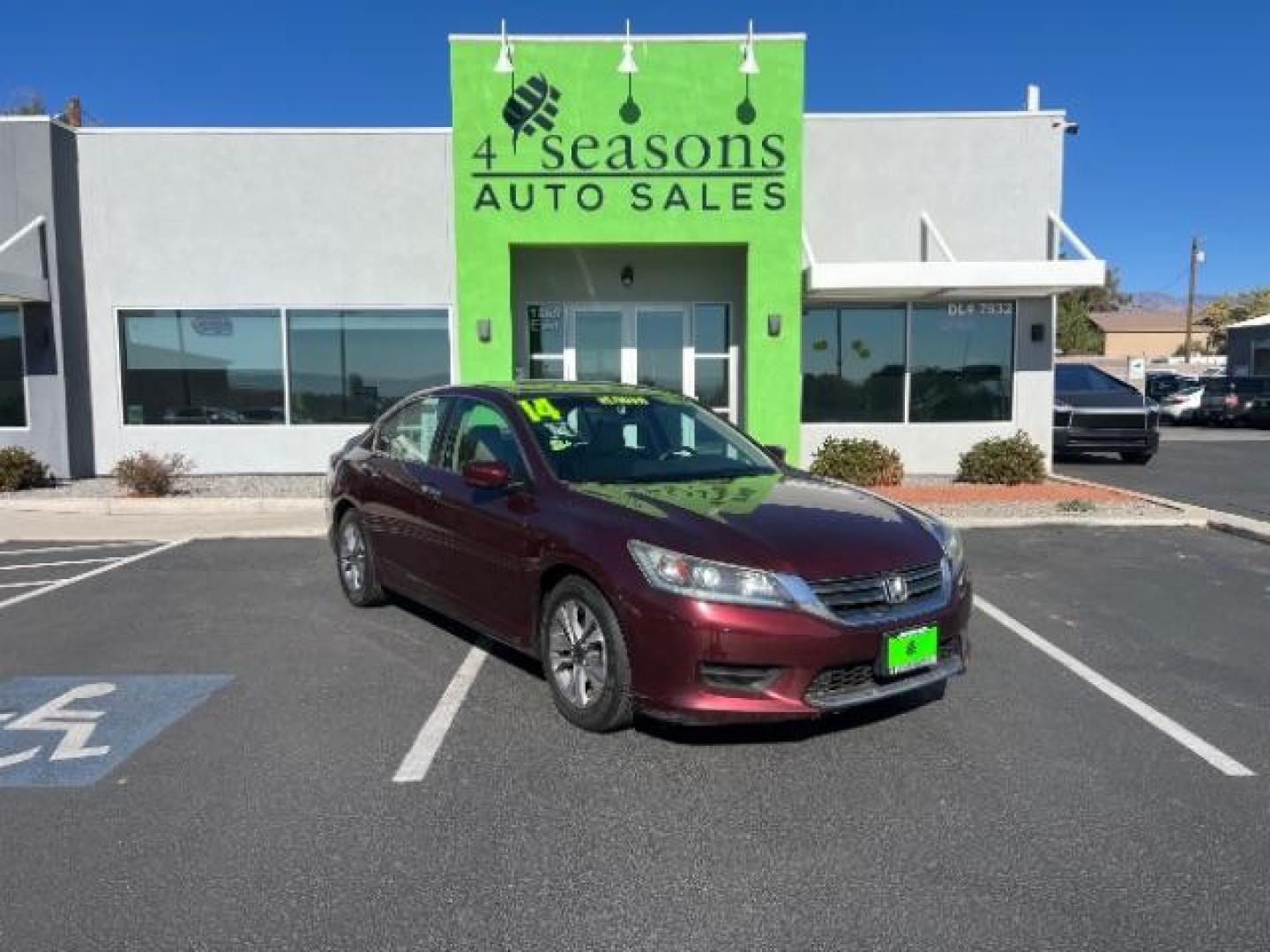 2014 Maroon /Black Interior Honda Accord LX Sedan CVT (1HGCR2F39EA) with an 2.4L L4 DOHC 16V engine, Continuously Variable Transmission transmission, located at 1865 East Red Hills Pkwy, St. George, 84770, (435) 628-0023, 37.120850, -113.543640 - We specialize in helping ALL people get the best financing available. No matter your credit score, good, bad or none we can get you an amazing rate. Had a bankruptcy, divorce, or repossessions? We give you the green light to get your credit back on the road. Low down and affordable payments that fit - Photo#0