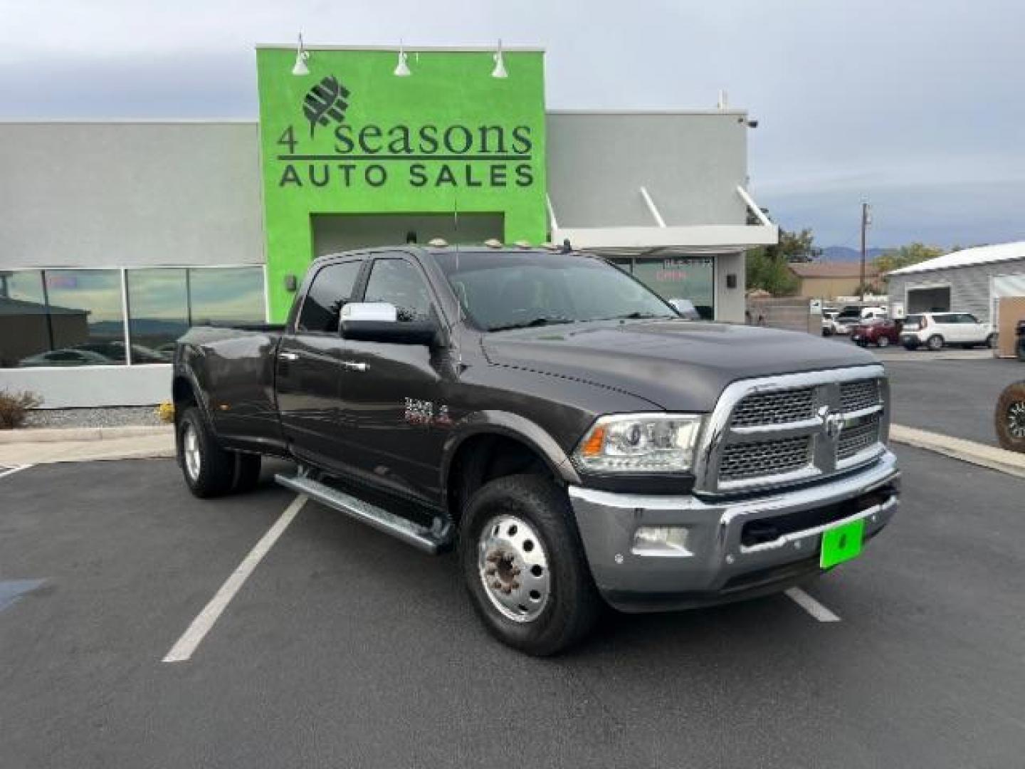 2017 Grey /Black/Diesel Gray, vinyl RAM 3500 Laramie Crew Cab LWB 4WD DRW (3C63RRJL2HG) with an 6.7L L6 OHV 24V TURBO DIESEL engine, 6-Speed Automatic transmission, located at 1865 East Red Hills Pkwy, St. George, 84770, (435) 628-0023, 37.120850, -113.543640 - 4x4, Low miles, 100 Gallon Aux Gas Tank, Very clean. We can help you get financing. Call or stop by! - Photo#0