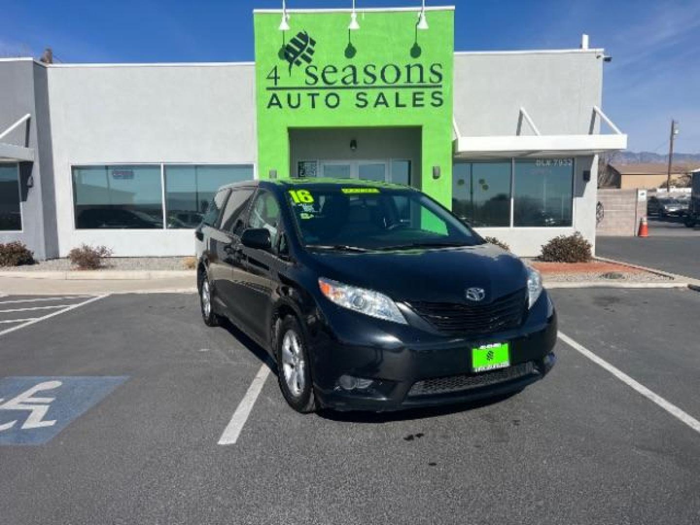 2016 Midnight Black Metal /Ash, cloth Toyota Sienna L FWD 7-Passenger V6 (5TDZK3DC7GS) with an 3.5L V6 EFI DOHC 24V engine, 5-Speed Automatic transmission, located at 940 North Main Street, Cedar City, UT, 84720, (435) 628-0023, 37.692936, -113.061897 - Photo#0